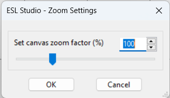 ESL-Studio Zoom dialog ESL-Studio Zoom dialog